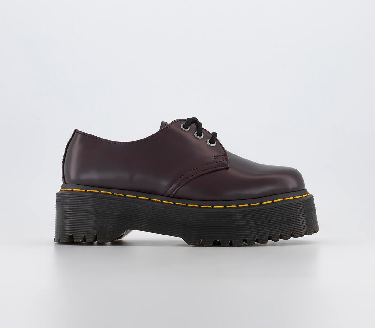 Dr. Martens 1461 Quad 3 Eye Shoes Burgundy Smooth - Flat Shoes for Women