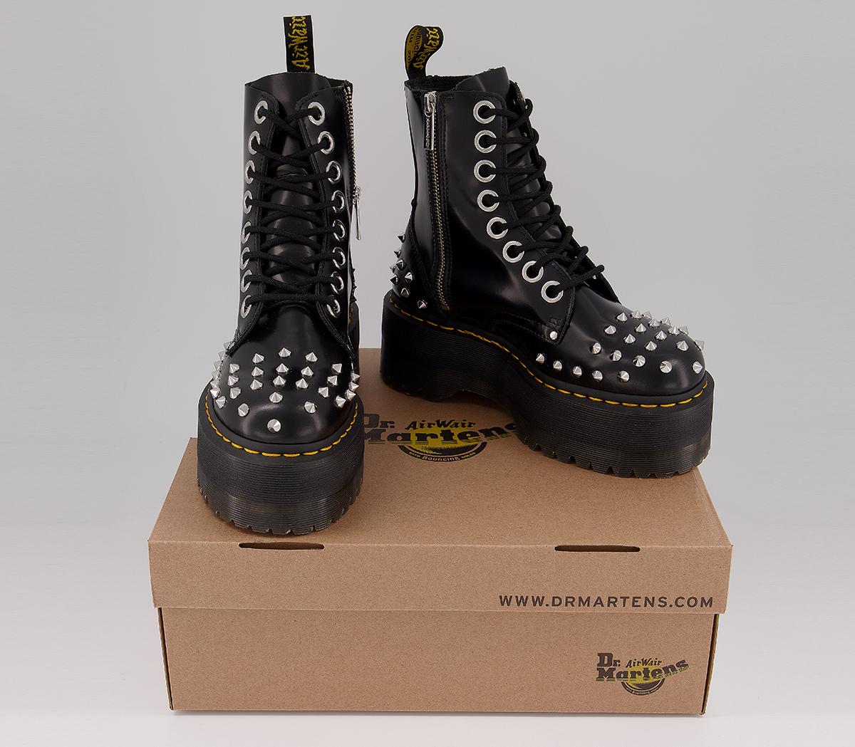 Dr. Martens Jadon Max Stud Boot Black - Women's Ankle Boots