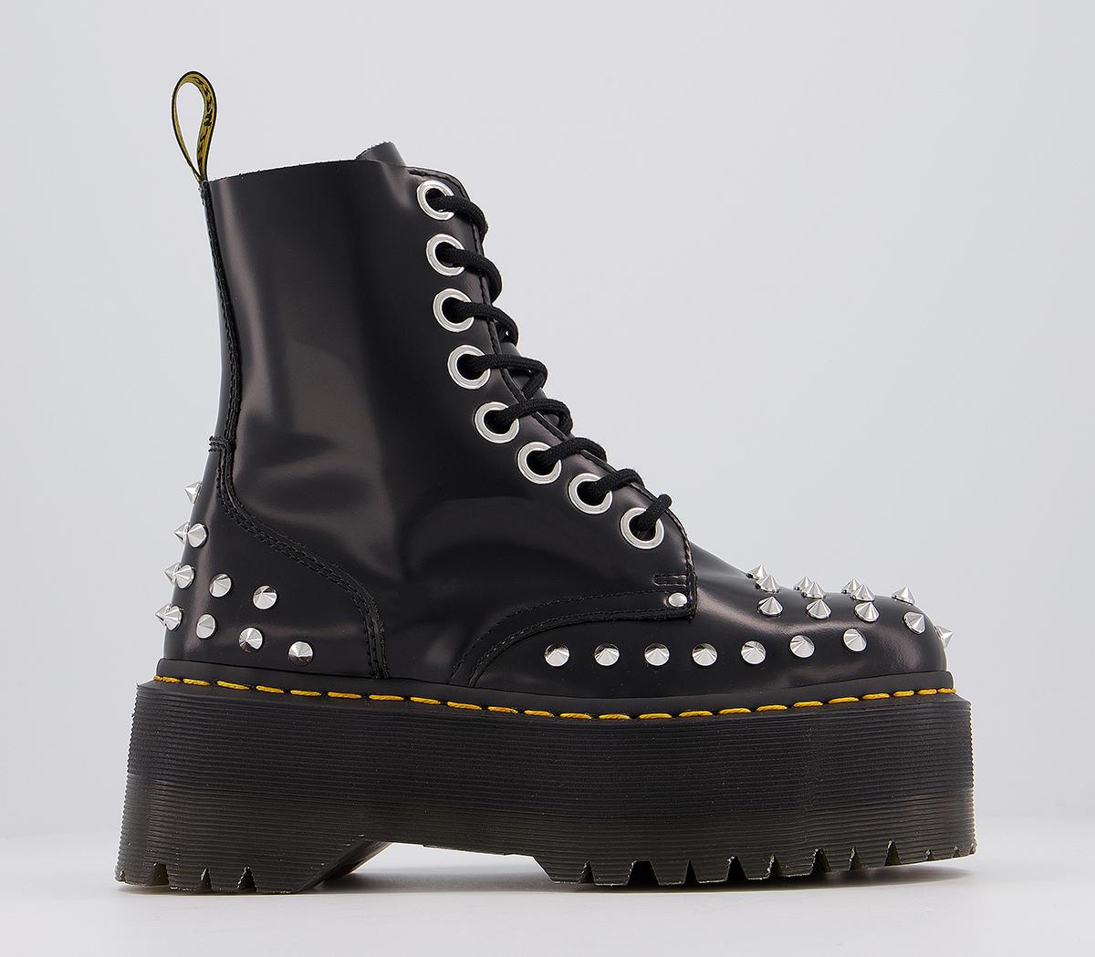 Dr. Martens Jadon Max Stud Boot Black - Women's Ankle Boots
