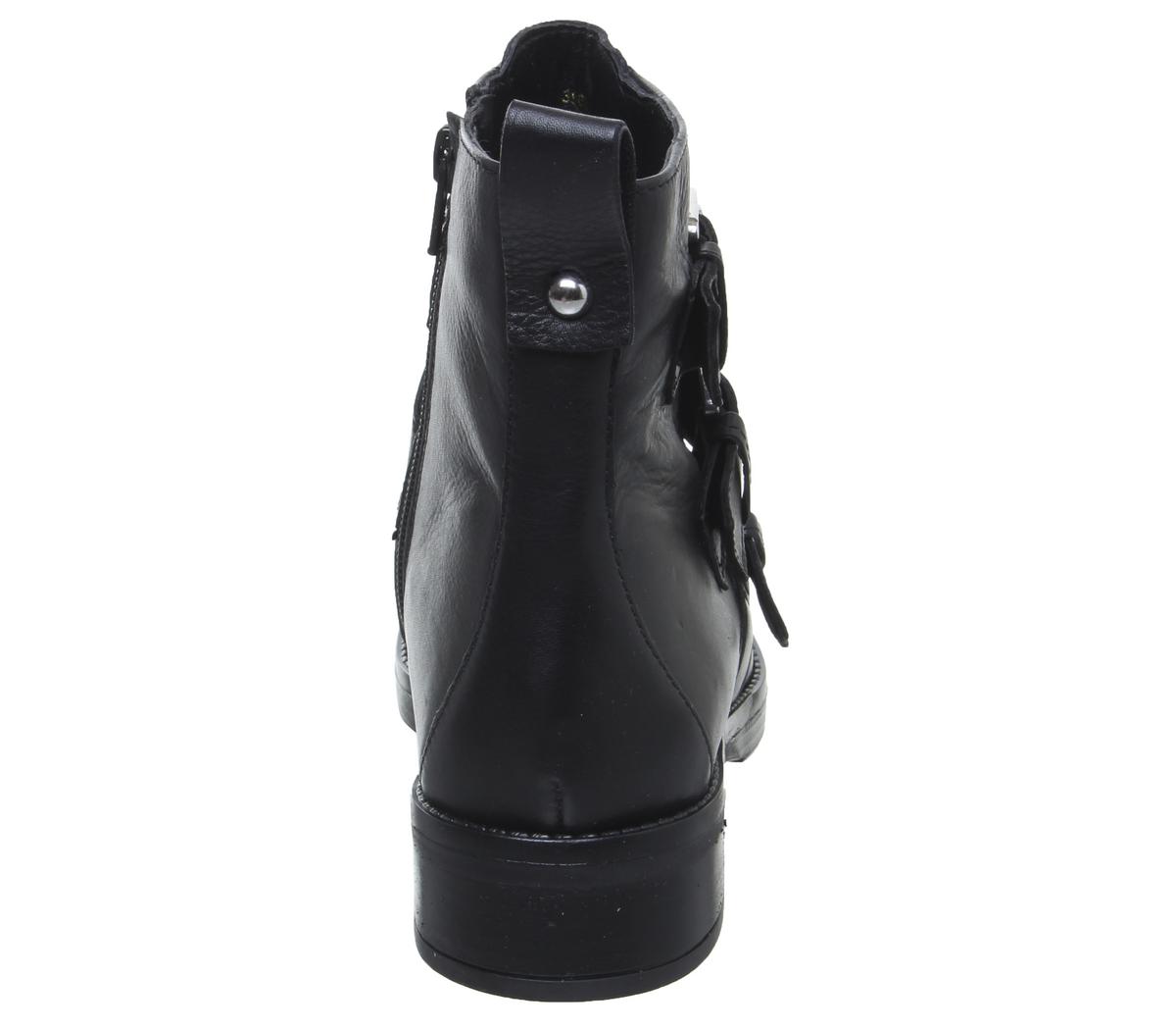 Office Anticipate Buckle Biker Boots Office Anticipate Buckle Biker Boots Black Leather