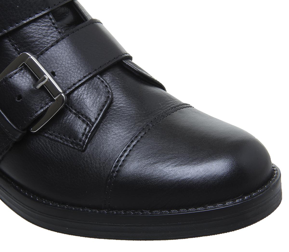 Office Anticipate Buckle Biker Boots Office Anticipate Buckle Biker Boots Black Leather