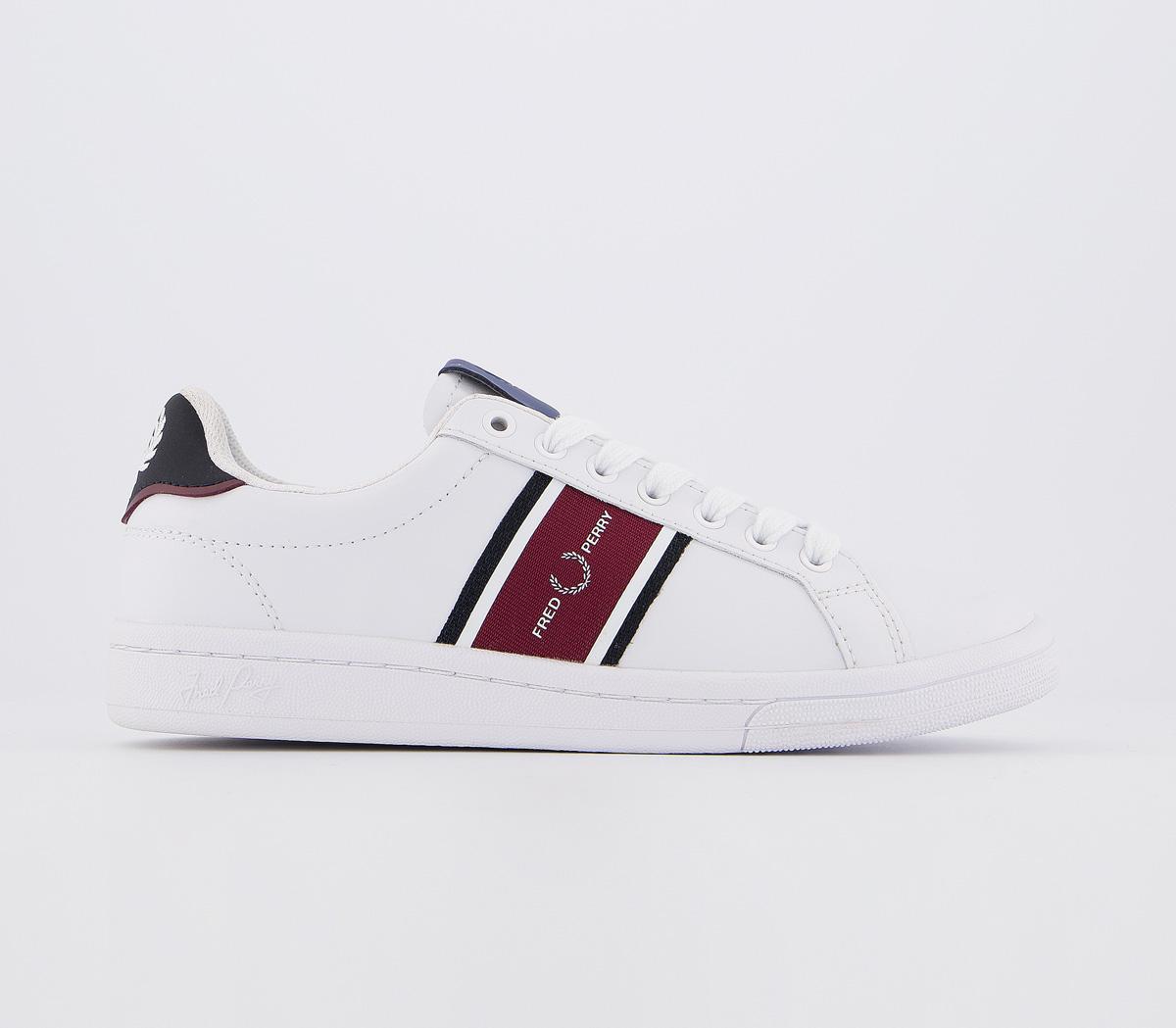 Fred PerryB721 Leather TrainersWhite Red Navy