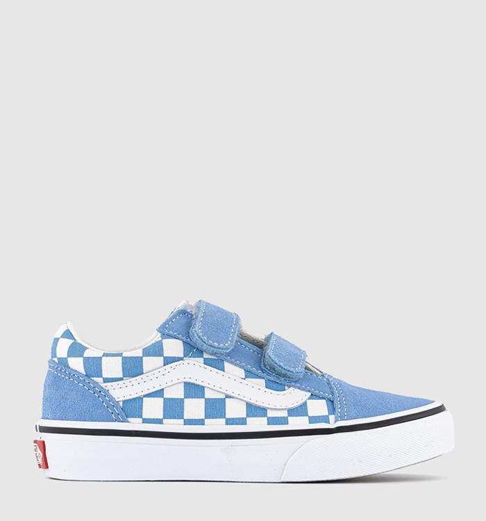Vans Old Skool Kids Trainers Color Theory Checkerboard Heritage Blue