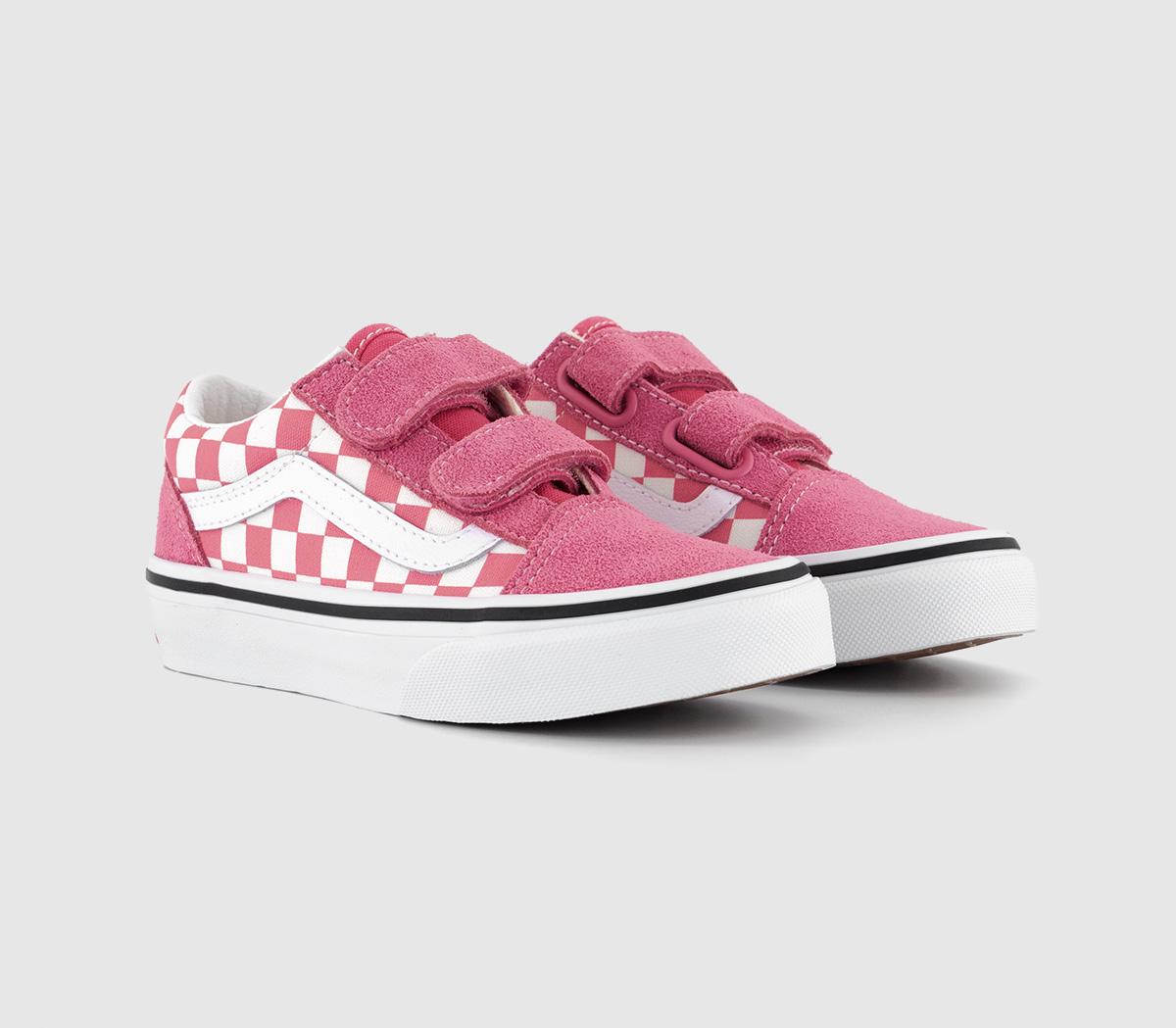 VansOld Skool V Kids TrainersColor Theory Checkerboard Honeysuckle