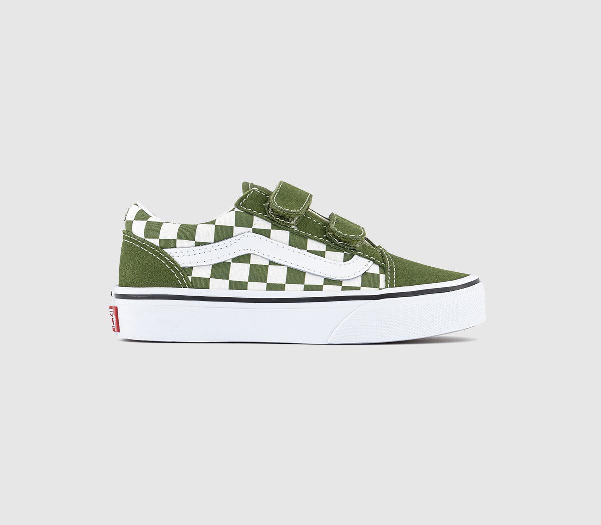 Vans Old Skool V Kids Trainers Color Theory Checkerboard Pesto Unisex