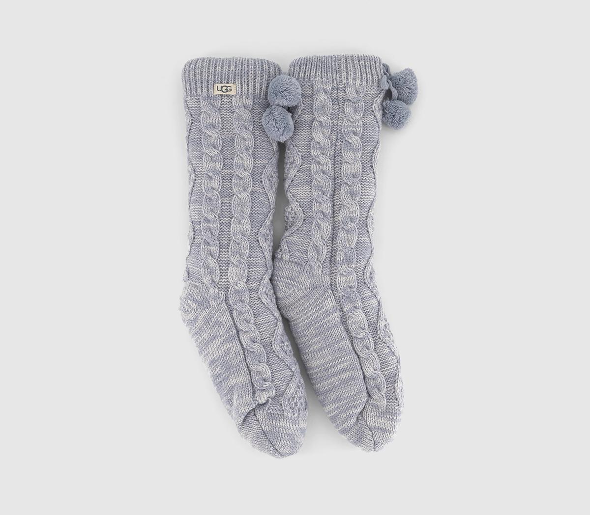 UGG Pom Pom Fleece Lined Socks Cloudy Grey, One Size