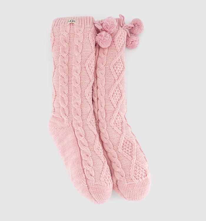 UGG Pom Pom Fleece Lined Socks Seashell Pink