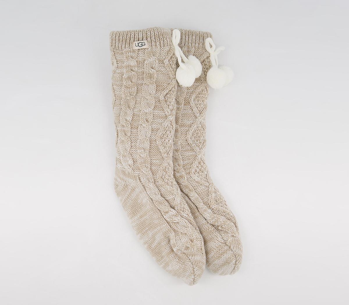 UGG Pom Pom Fleece Lined Sock Cream In Natural, One Size