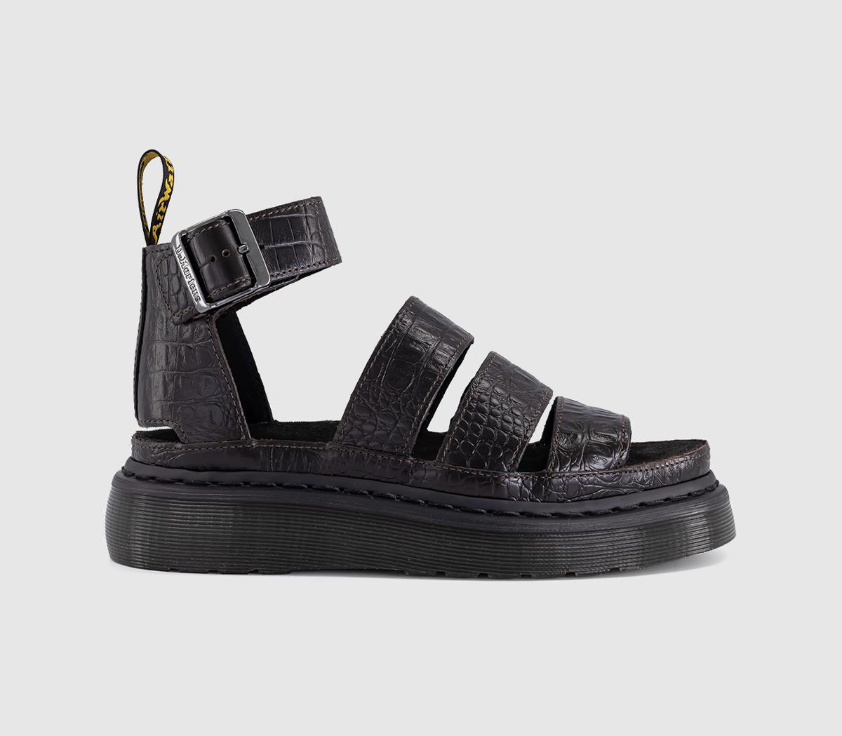 Dr. Martens Clarissa 2 Quad Sandals Dark Brown Analine Croc