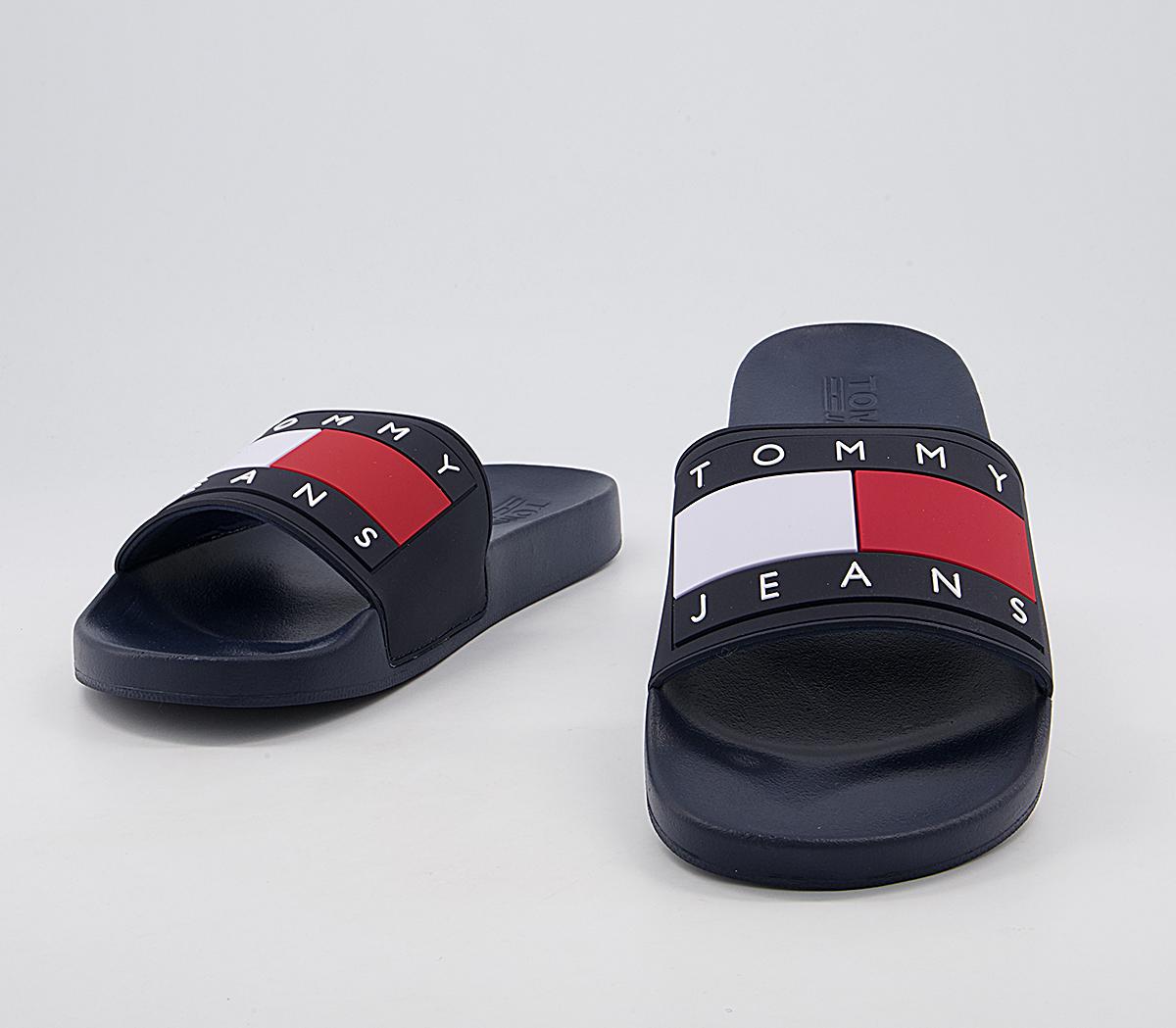 Tommy Hilfiger Tommy Jeans Flag Pool Slides Navy White Red - Men’s Sandals