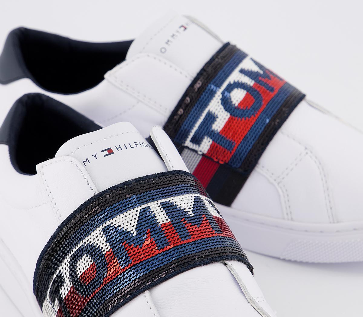 Tommy Hilfiger Glitter Elastic Slip On Sneaker White Women's