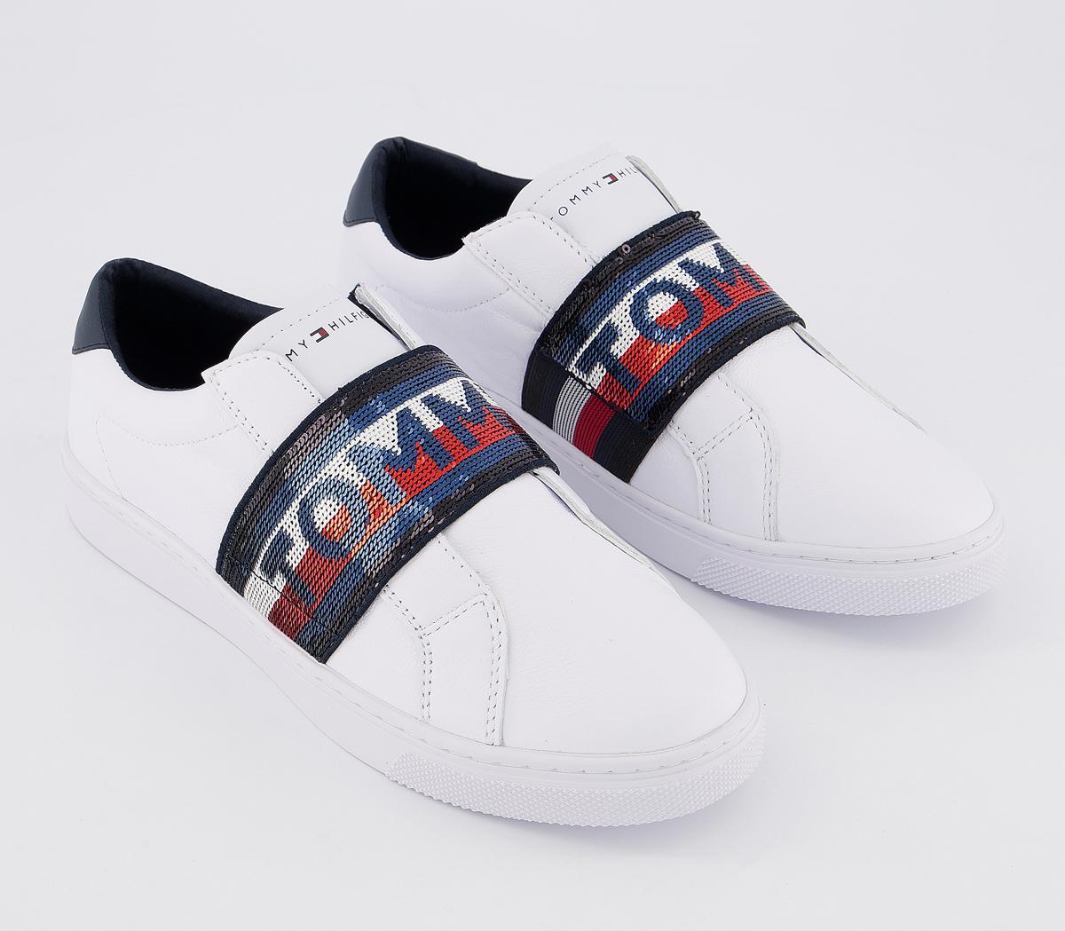 Tommy HilfigerGlitter Elastic Slip On SneakerWhite