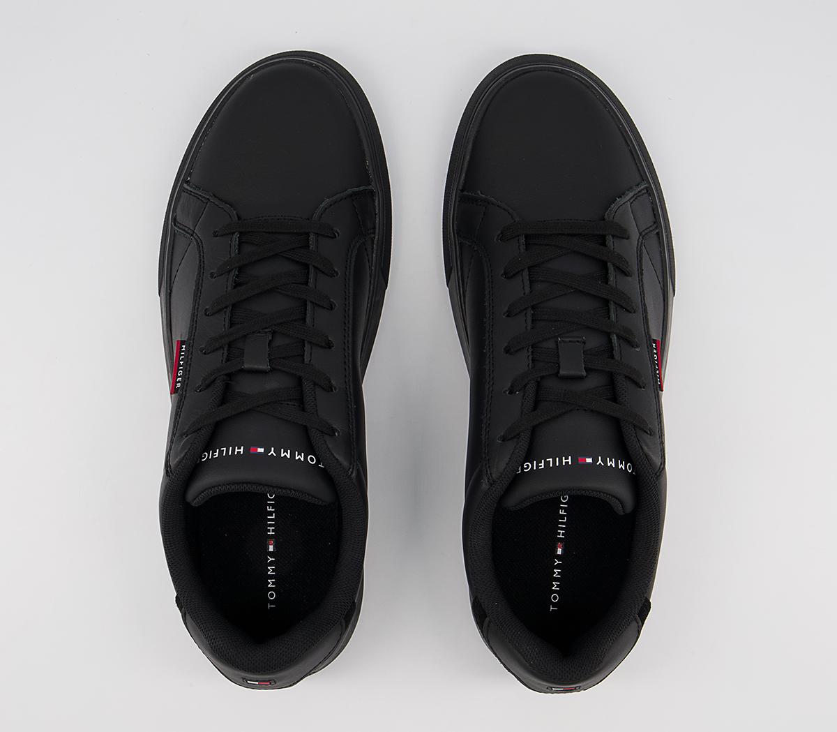 Tommy Hilfiger Essential Leather Cupsole Trainers Tommy Hilfiger Essential Leather Cupsole Trainers Black