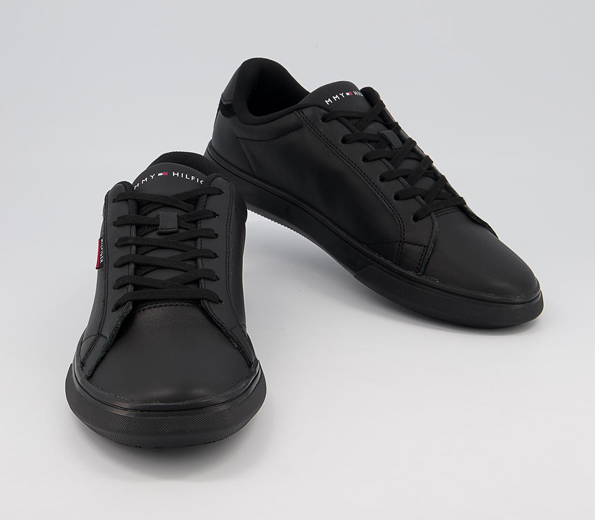 Tommy Hilfiger Essential Leather Cupsole Trainers Tommy Hilfiger Essential Leather Cupsole Trainers Black