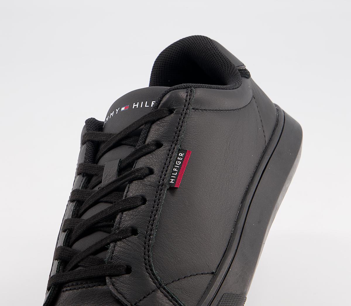 Tommy Hilfiger Essential Leather Cupsole Trainers Tommy Hilfiger Essential Leather Cupsole Trainers Black