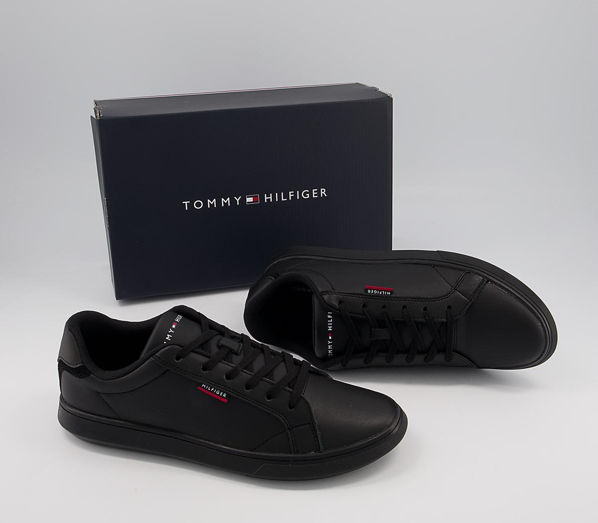 Tommy Hilfiger Essential Leather Cupsole Trainers Tommy Hilfiger Essential Leather Cupsole Trainers Black