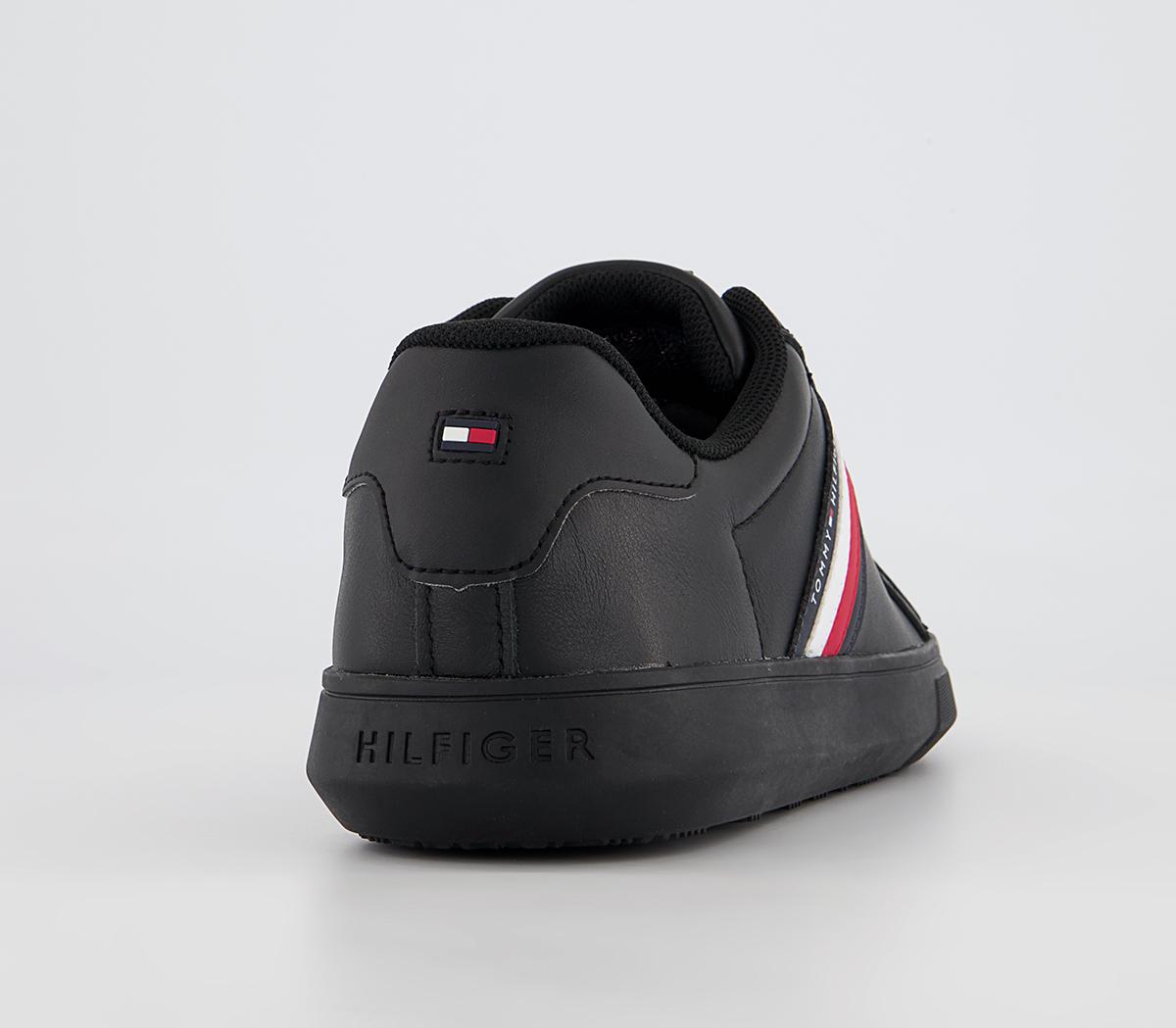 Tommy Hilfiger Essential Leather Cupsole Trainers Tommy Hilfiger Essential Leather Cupsole Trainers Black Mono