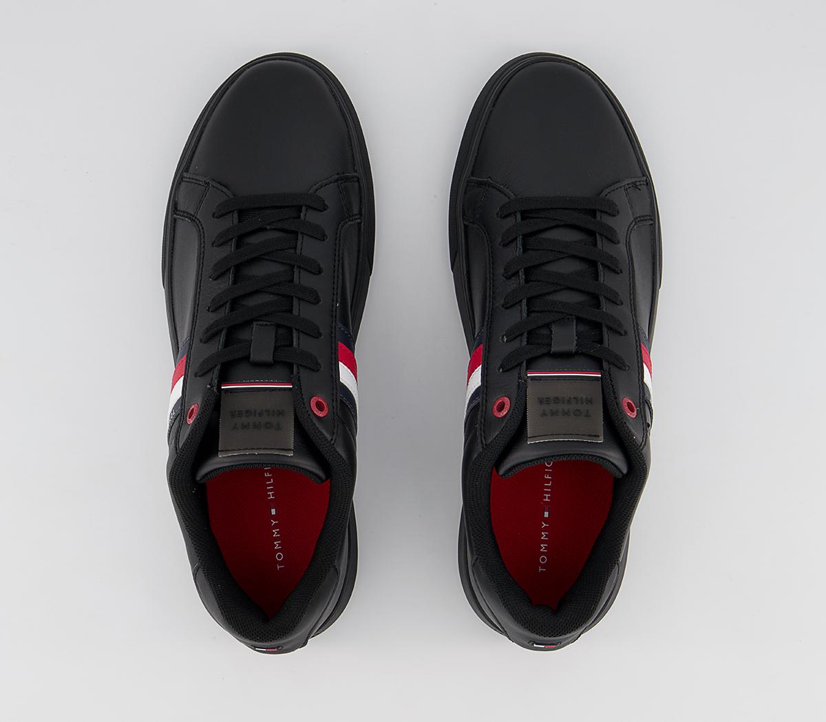 Tommy Hilfiger Essential Leather Cupsole Trainers Tommy Hilfiger Essential Leather Cupsole Trainers Black Mono