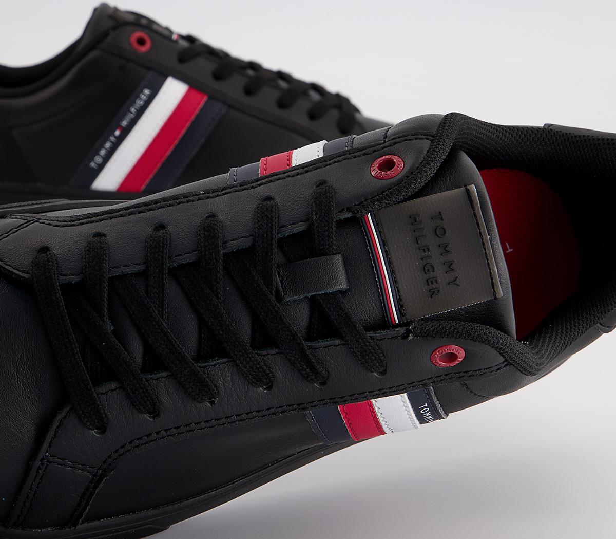 Tommy Hilfiger Essential Leather Cupsole Trainers Tommy Hilfiger Essential Leather Cupsole Trainers Black Mono