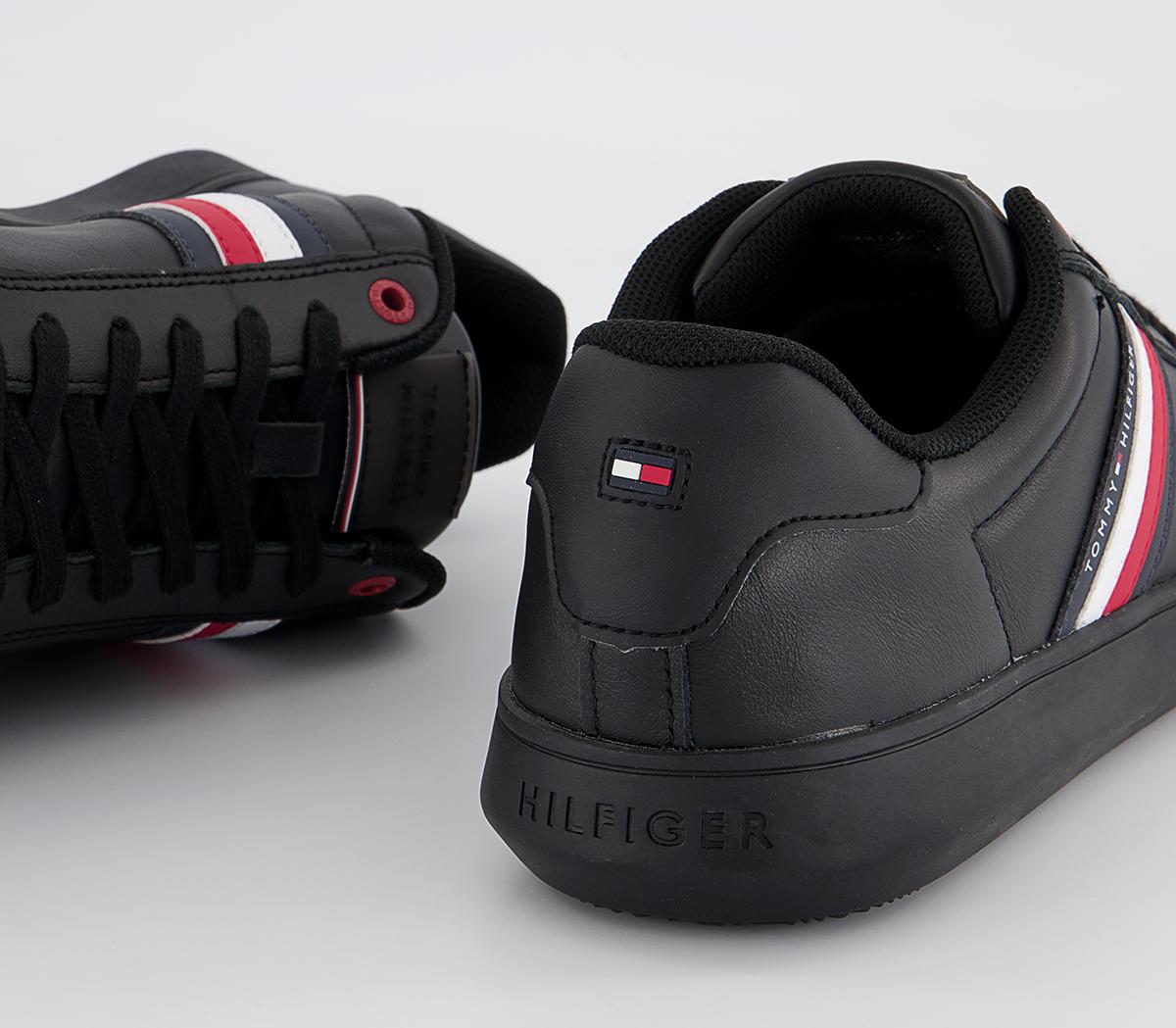 Tommy Hilfiger Essential Leather Cupsole Trainers Tommy Hilfiger Essential Leather Cupsole Trainers Black Mono