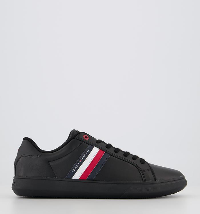 Tommy Hilfiger Essential Leather Cupsole Trainers Black Mono