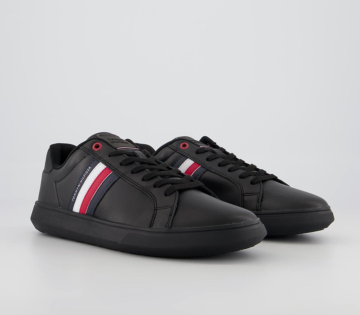 Tommy Hilfiger Essential Leather Cupsole Trainers Tommy Hilfiger Essential Leather Cupsole Trainers Black Mono