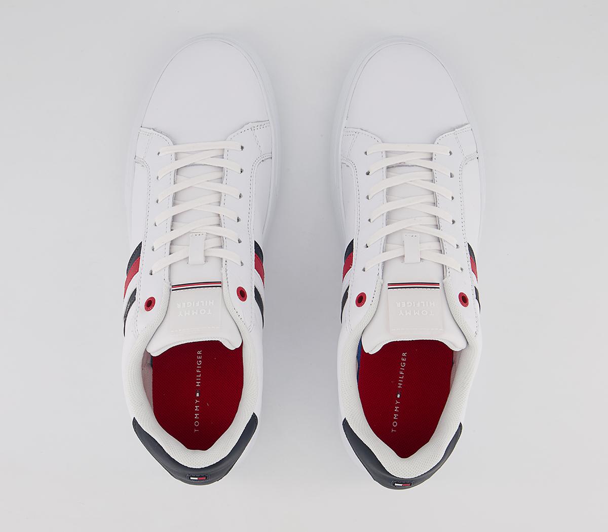 Tommy Hilfiger Essential Leather Cupsole Trainers Tommy Hilfiger Essential Leather Cupsole Trainers White