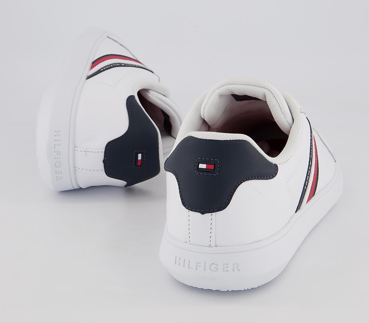 Tommy Hilfiger Essential Leather Cupsole Trainers Tommy Hilfiger Essential Leather Cupsole Trainers White