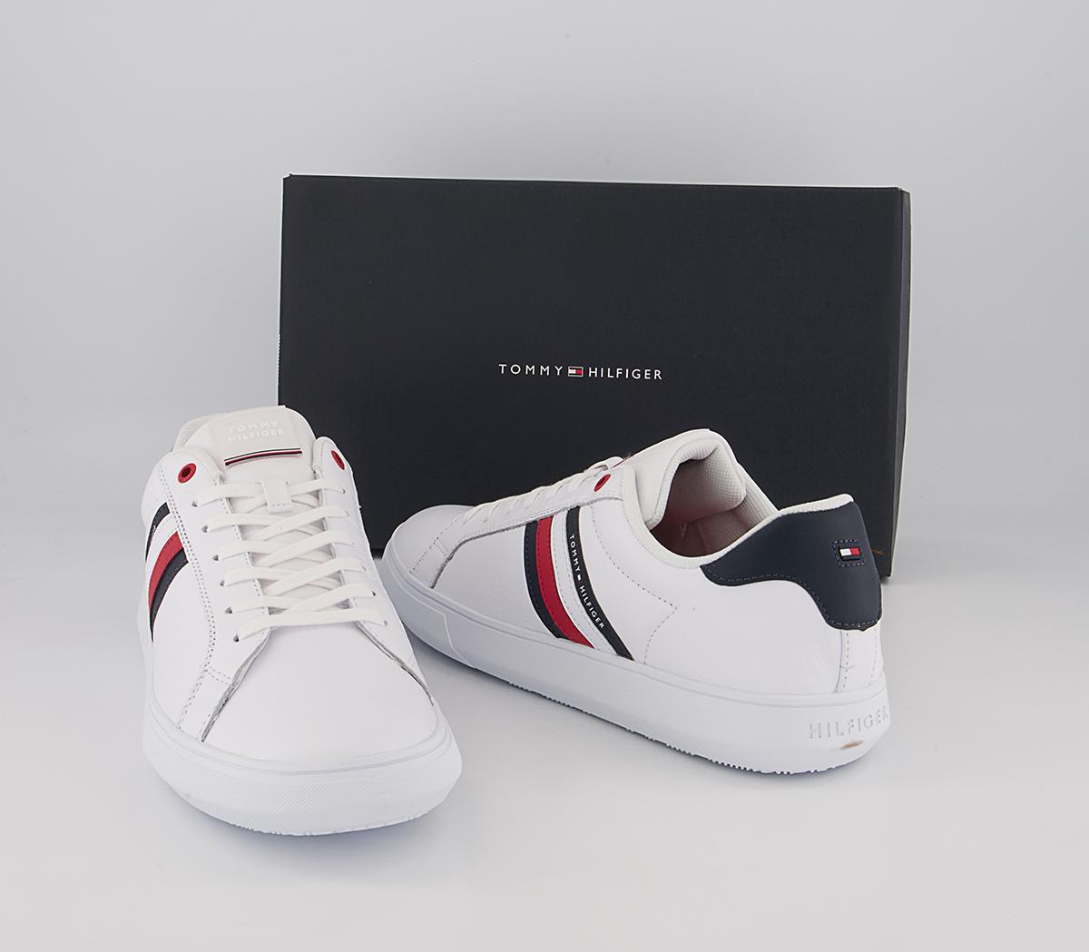 Tommy Hilfiger Essential Leather Cupsole Trainers Tommy Hilfiger Essential Leather Cupsole Trainers White