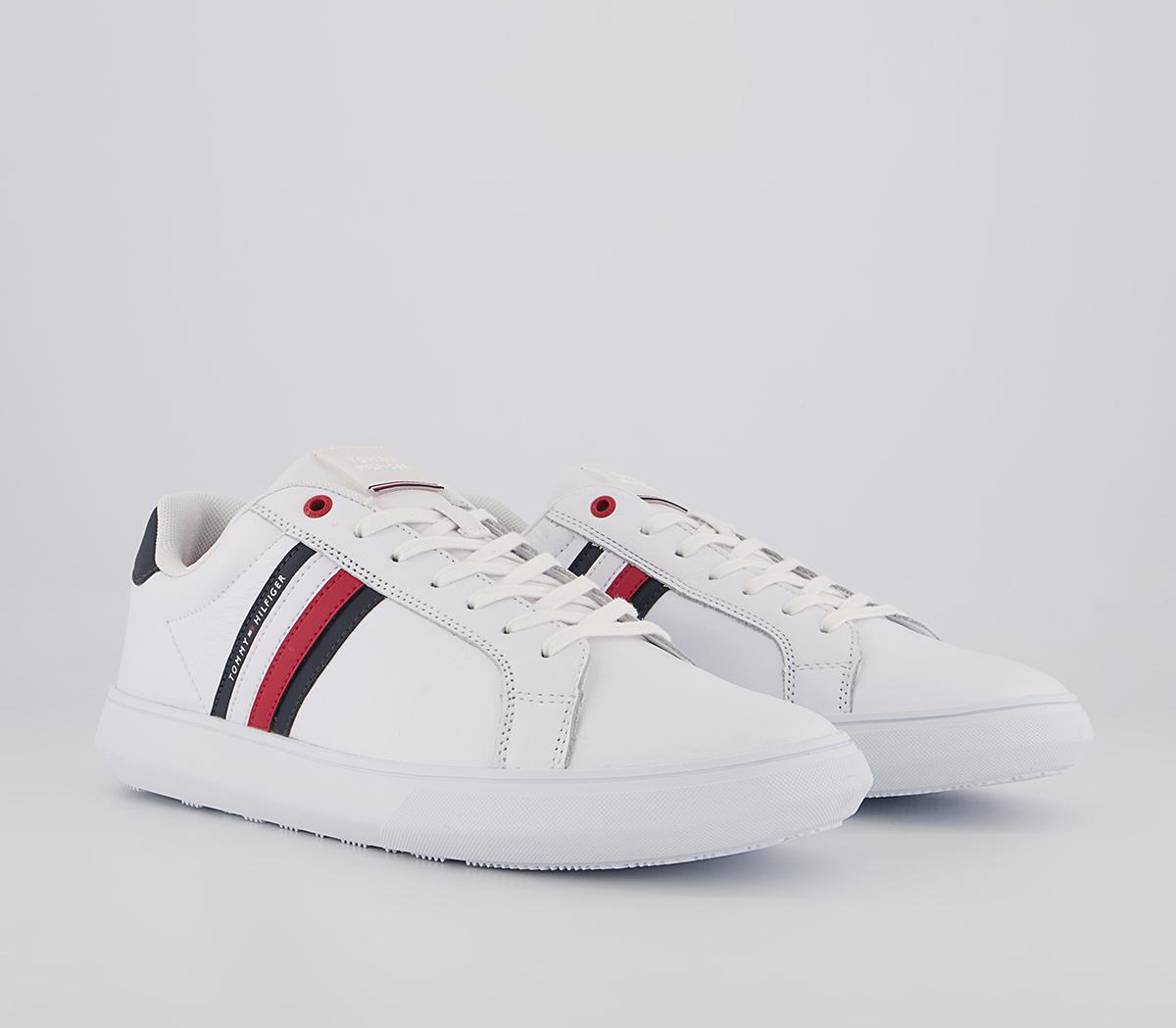 Tommy Hilfiger Essential Leather Cupsole Trainers Tommy Hilfiger Essential Leather Cupsole Trainers White