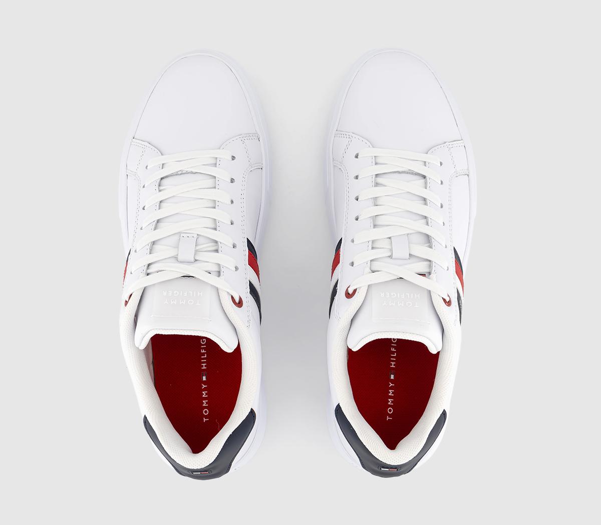 Tommy Hilfiger Essential Leather Cupsole Trainers Tommy Hilfiger Essential Leather Cupsole Trainers White