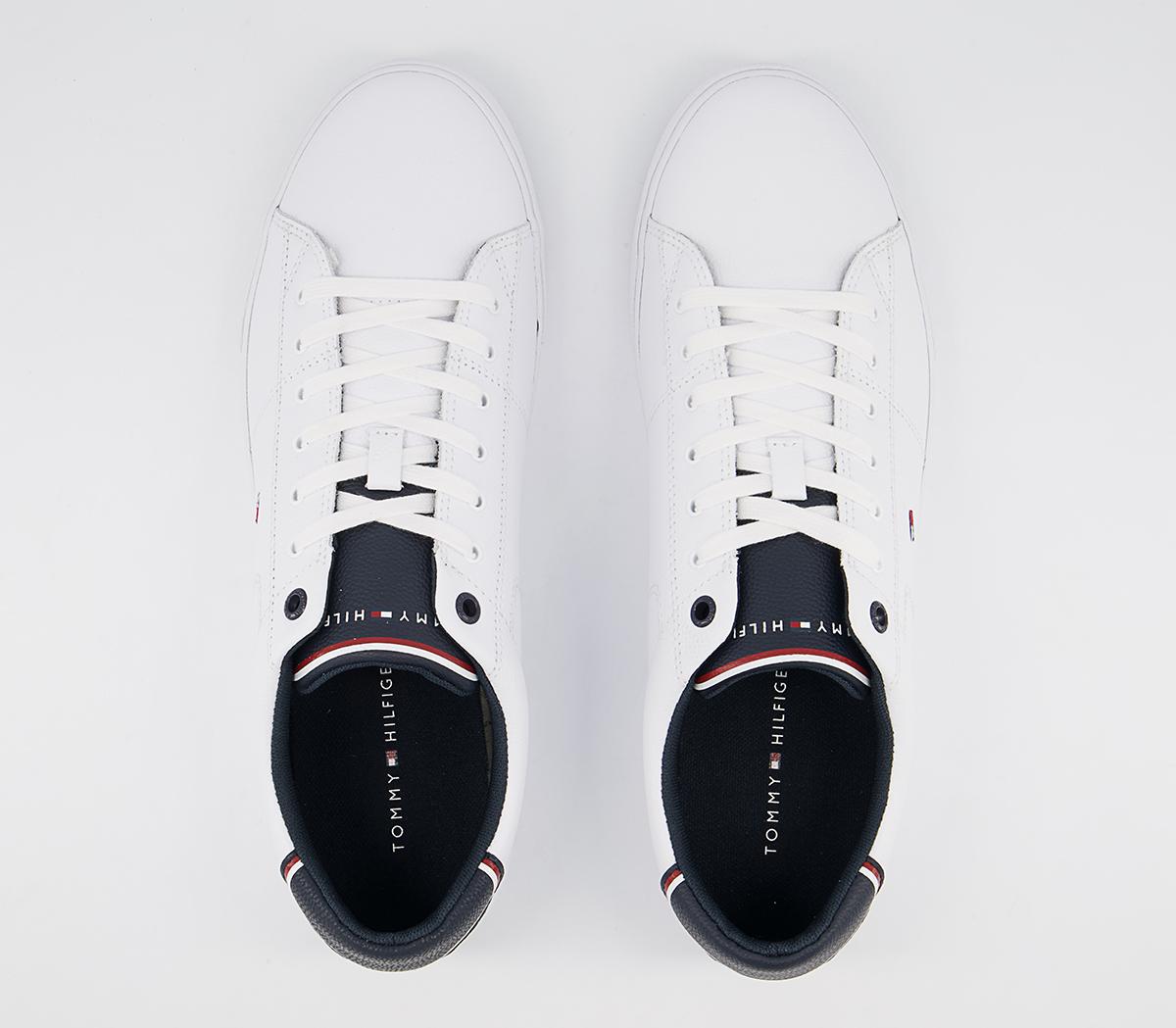 Tommy Hilfiger Essential Leather Sneakers Tommy Hilfiger Essential Leather Sneakers White Navy Flag