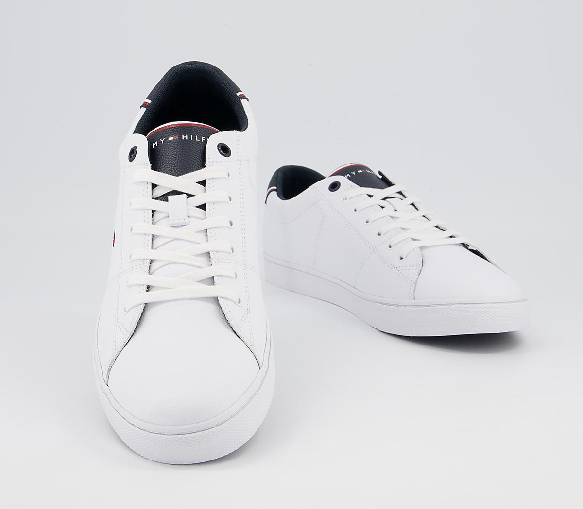 Tommy Hilfiger Essential Leather Sneakers White Navy Flag - Non Promo ...