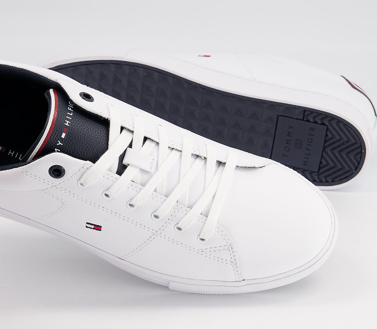 Tommy Hilfiger Essential Leather Sneakers Tommy Hilfiger Essential Leather Sneakers White Navy Flag