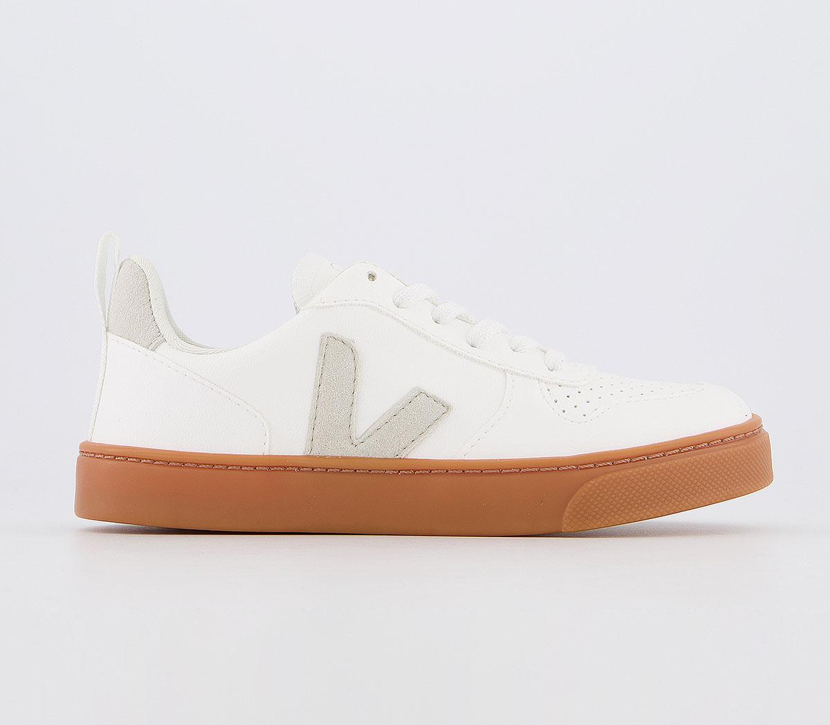 VEJAV-10 Lace Youth TrainersWhite Natural Gumsole
