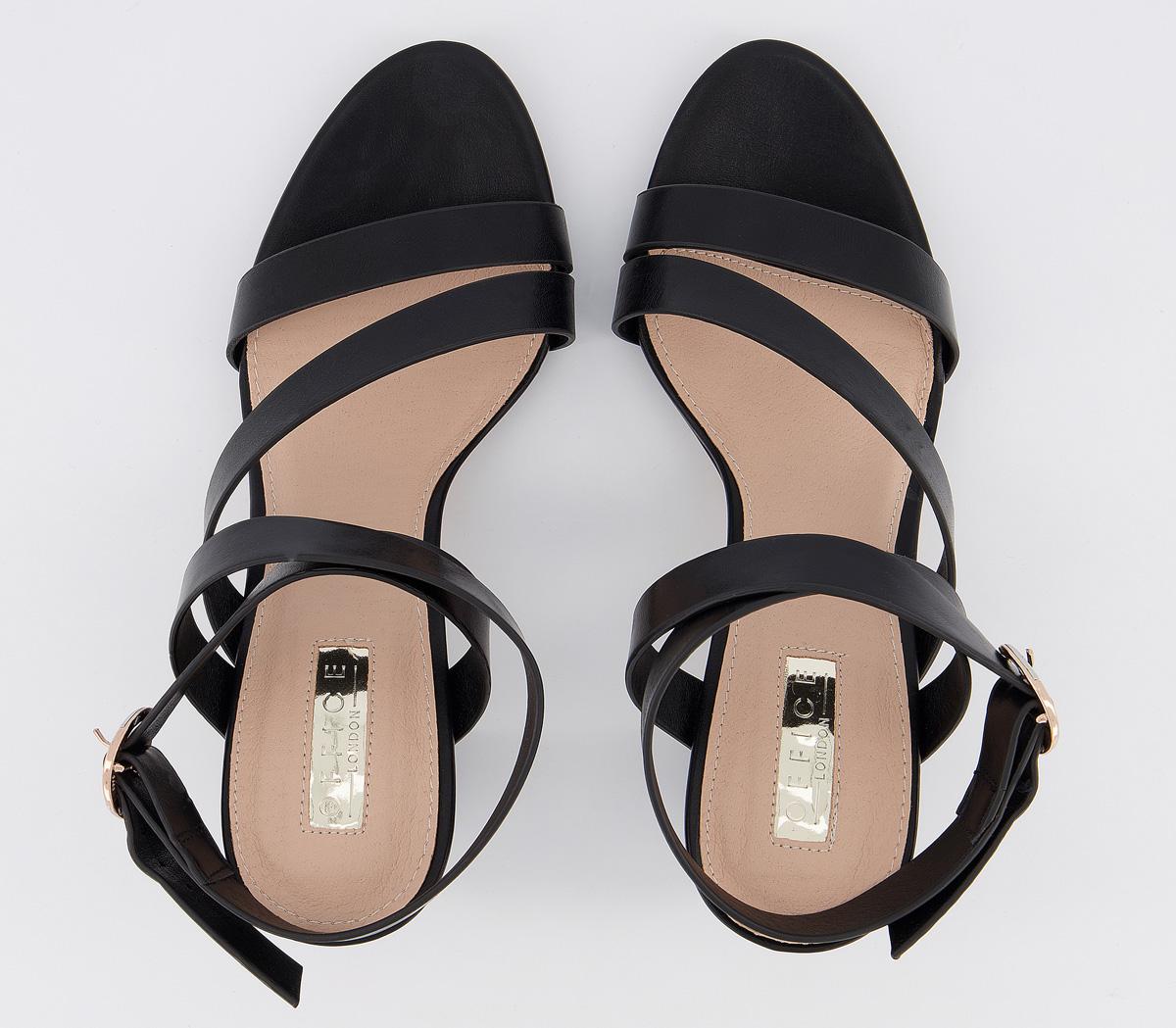 OFFICE Maroon Strappy Block Heels Black Mid Heels