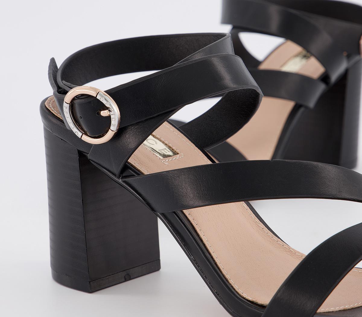 OFFICE Maroon Strappy Block Heels Black Mid Heels