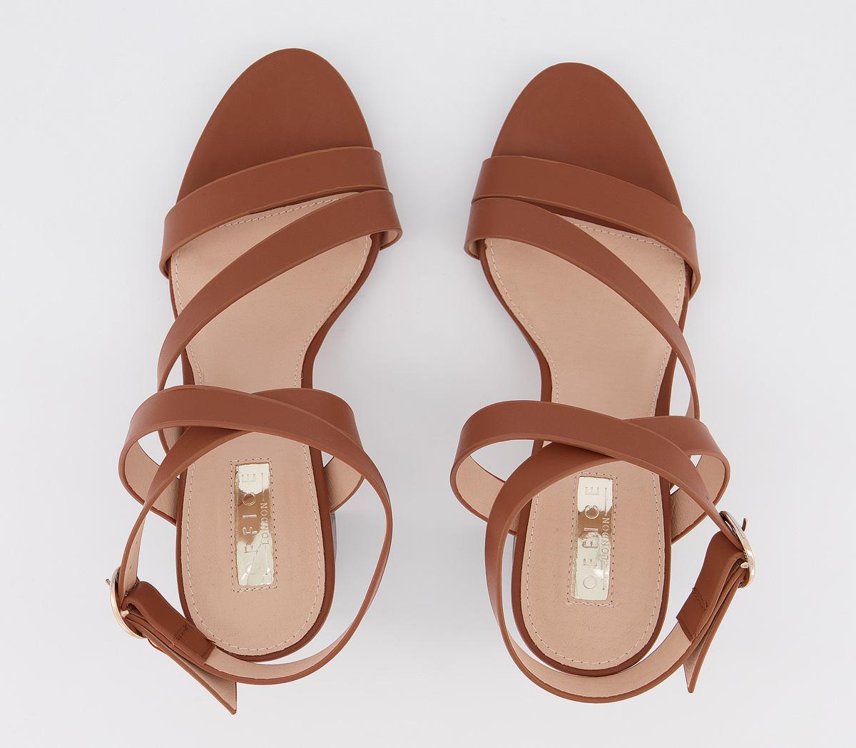 OFFICE Maroon Strappy Block Heels Tan Mid Heels