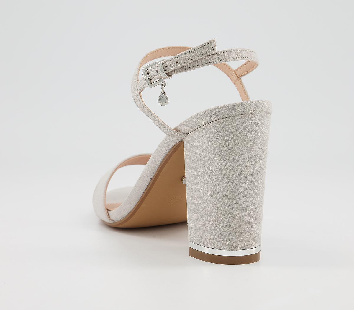 Office Hollie Block Heel Sandals Office Hollie Block Heel Sandals Grey With Silver Hardware