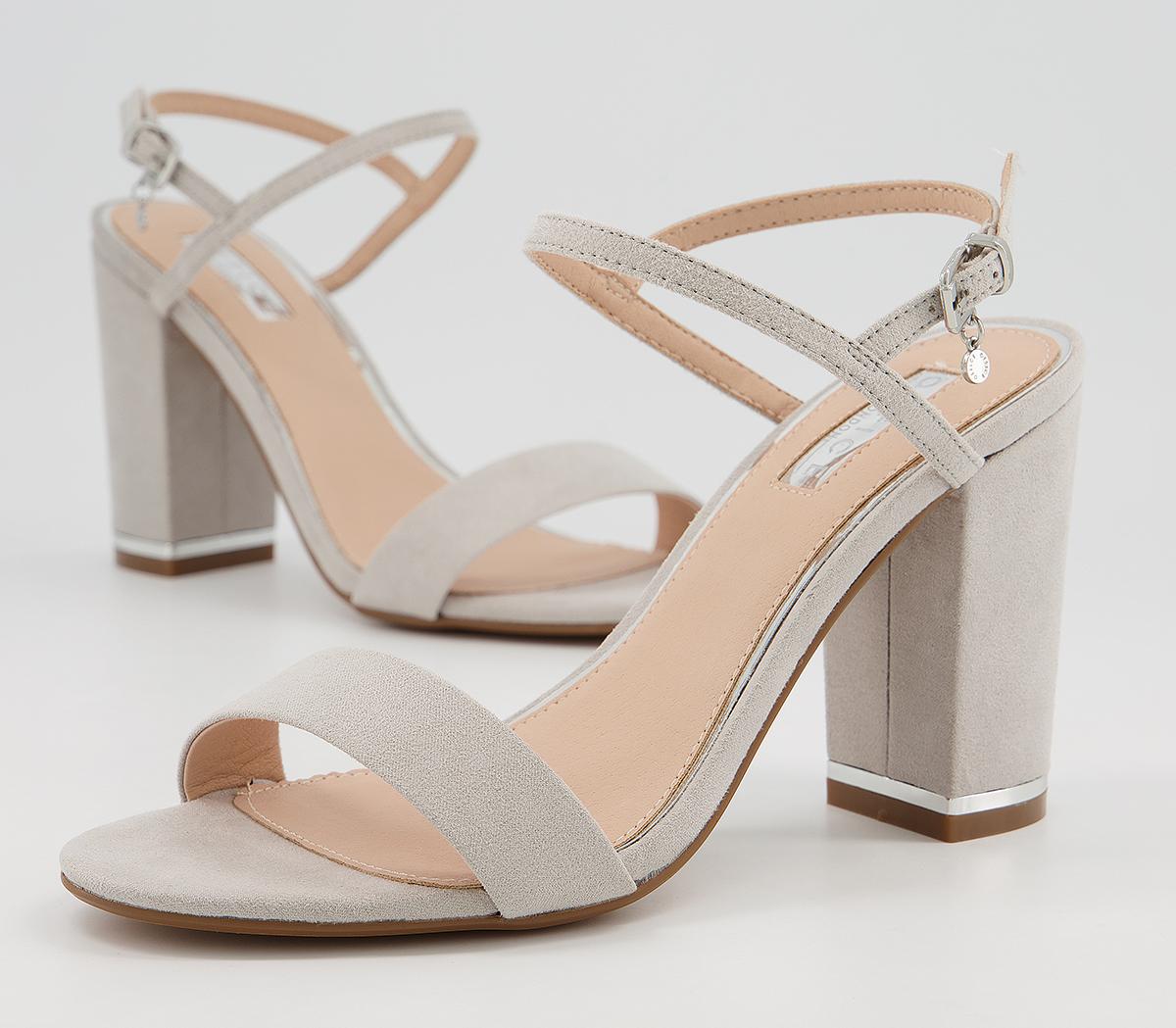 Office Hollie Block Heel Sandals Office Hollie Block Heel Sandals Grey With Silver Hardware