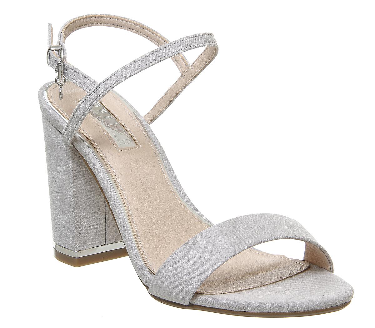 Office Hollie Block Heel Sandals Office Hollie Block Heel Sandals Grey With Silver Hardware