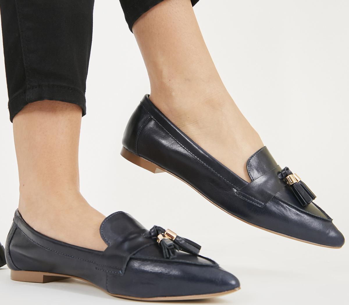 OFFICEFib Pointed Tassel LoafersNavy Leather