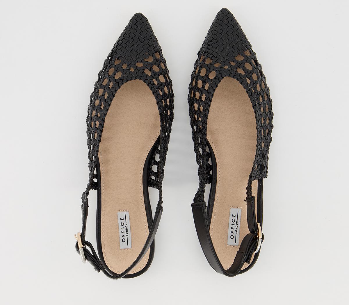 OFFICE Final Woven Slingback Flats Black Flat Shoes for Women