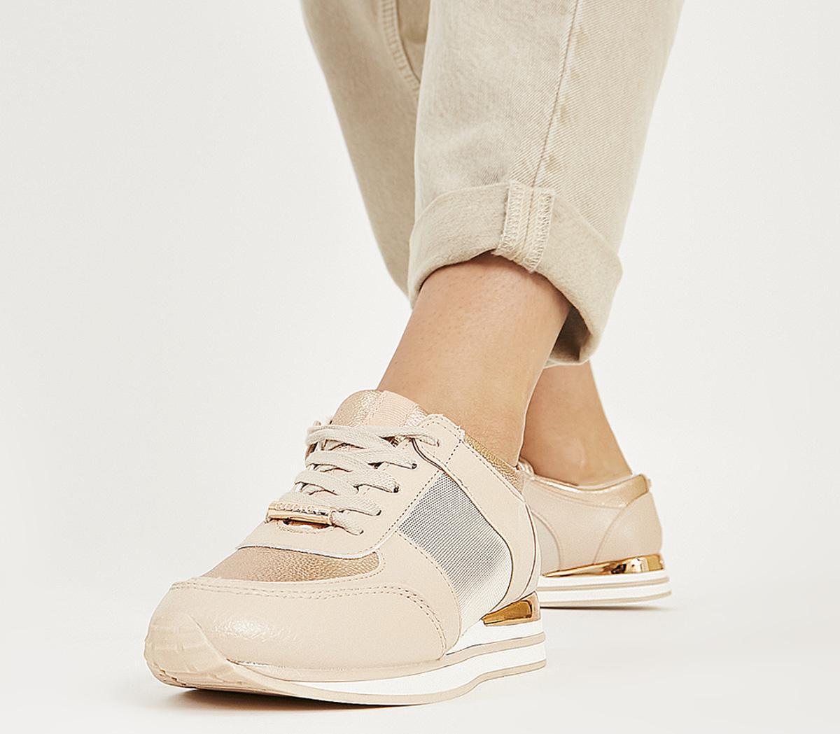 OFFICEFollow Lace Up RunnersWhite Beige Mix