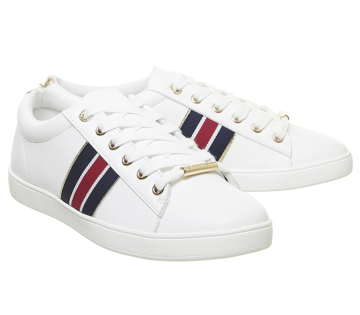 OFFICE Farewell Lace Up Trainers White Navy Red - Women's Trainers