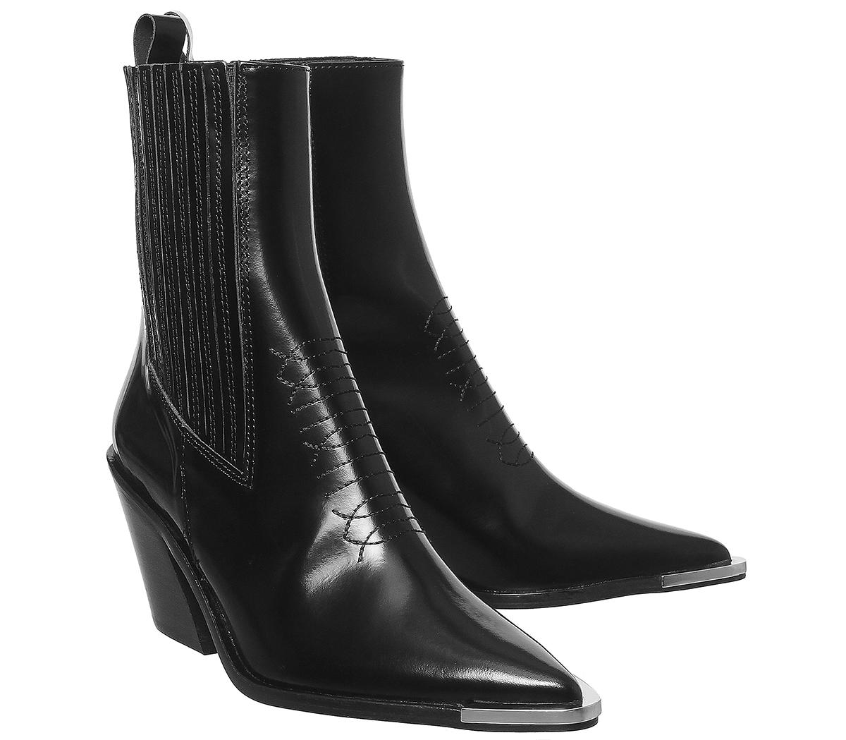 OFFICE Arabella High Cut Western Boots Black Box Leather - Women's ...