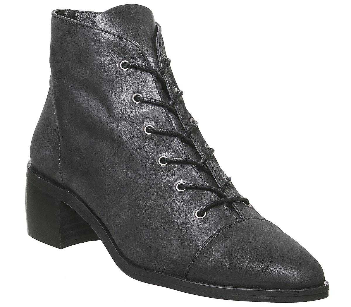 OFFICE Accord Lace Up Boots Black Leather - Women's Ankle Boots