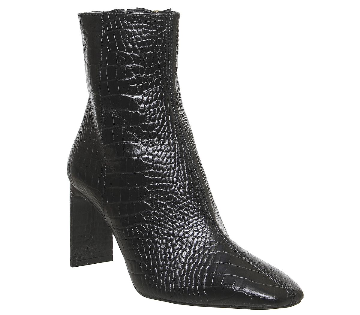 OFFICE Alaya Smart Boots Black Croc Leather - Women's Boots