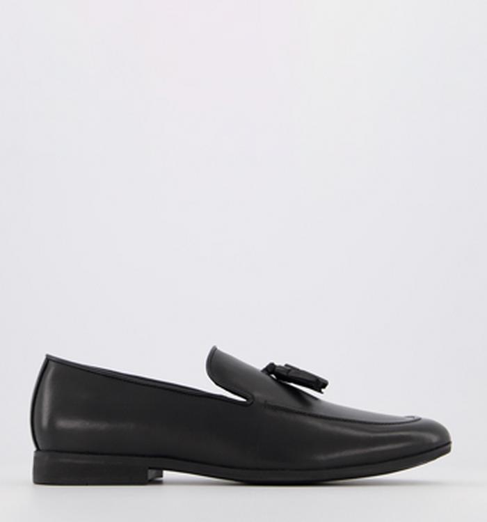 Office Manage Tassel Loafers Black Leather