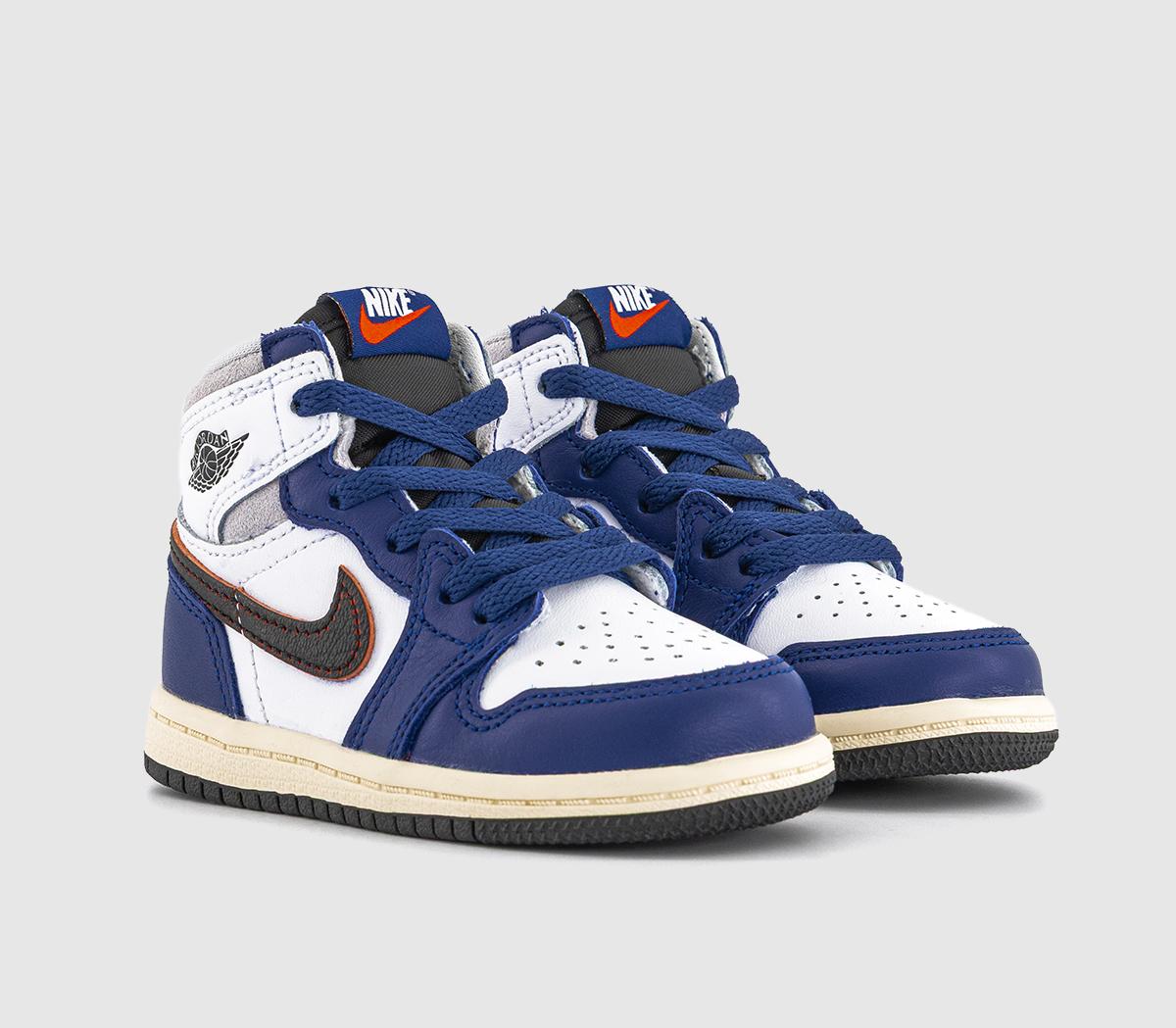 JordanJordan 1 Toddler TrainersWhite Black Neutral Grey Deep Royal Blue